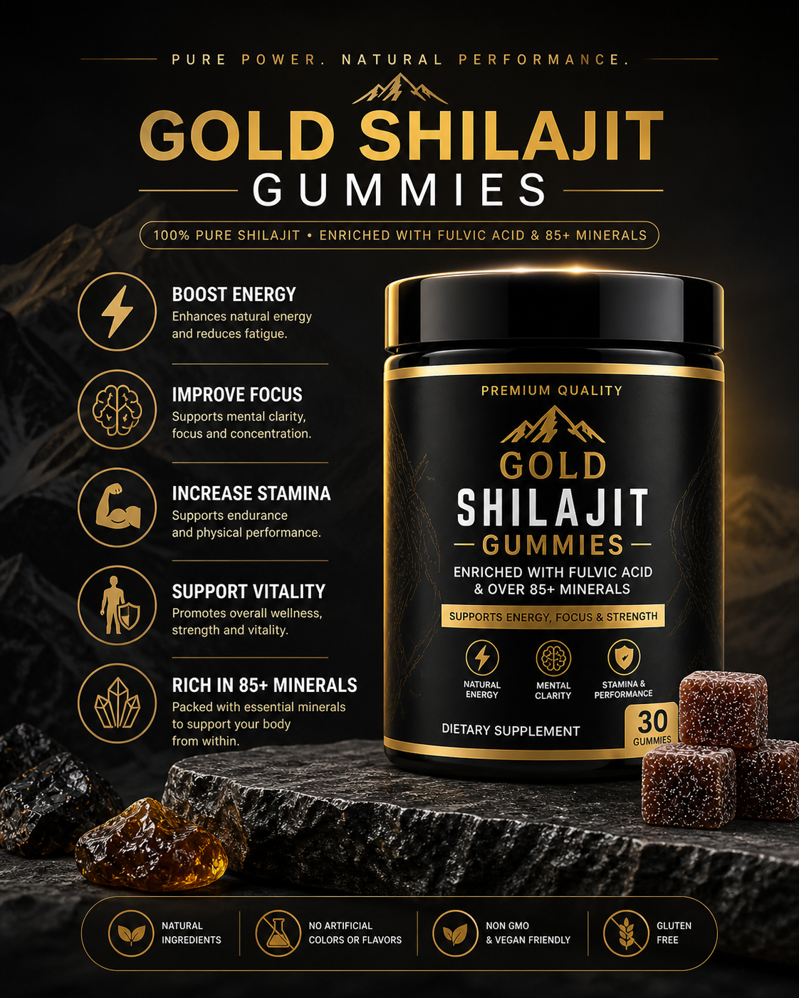 Shilajit Gummies – Energy, Focus & Vitality ⚡