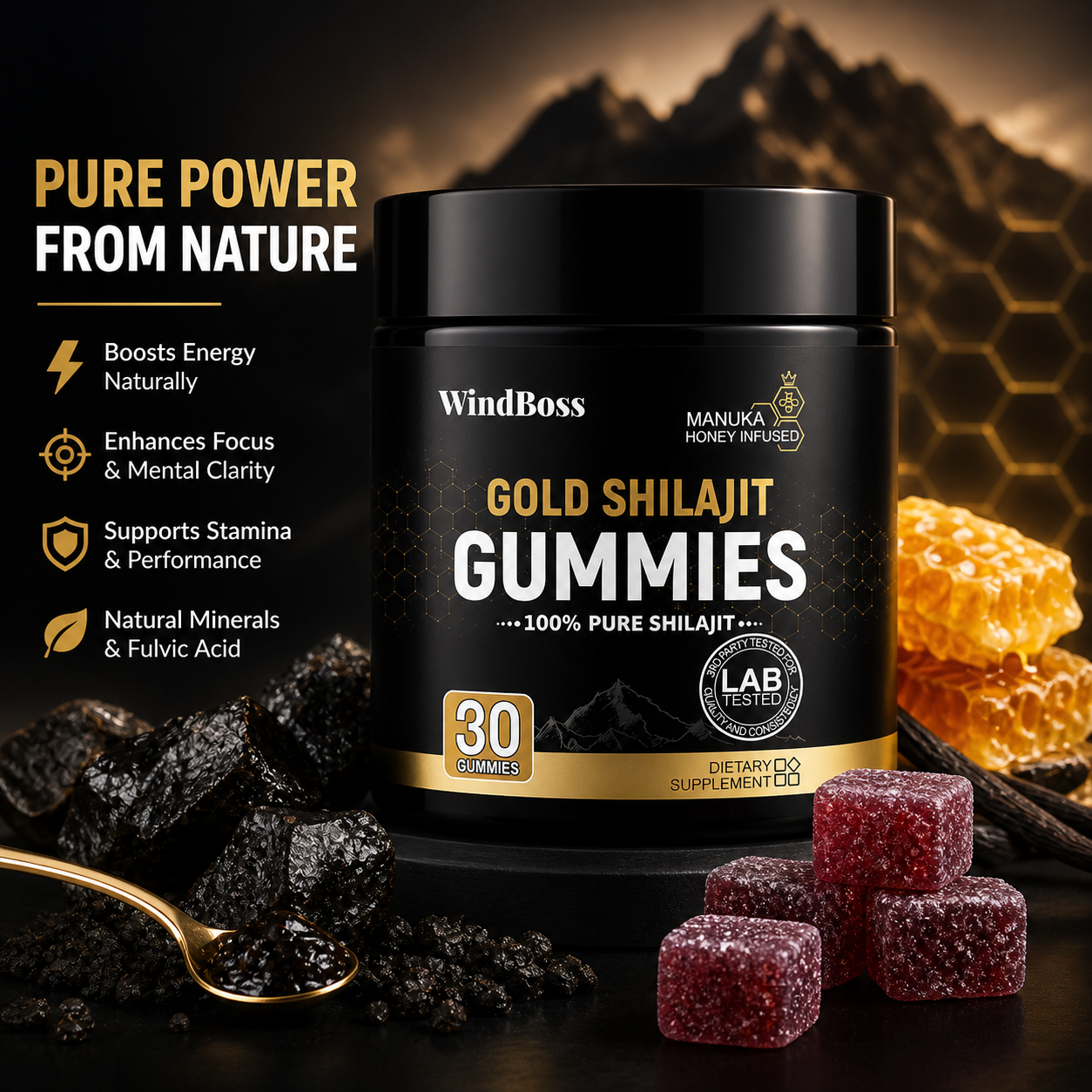 Shilajit Gummies – Energy, Focus & Vitality ⚡
